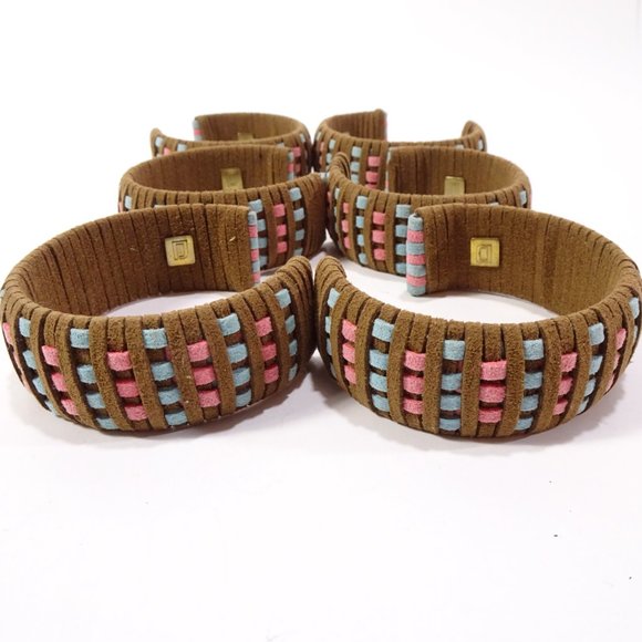 DANNIJO Tasha Suede Brown Pink Blue Braided Cuff Bracelet NWOT 225 - Picture 3 of 10